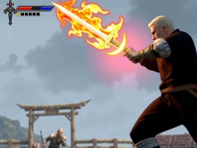 Sword Flame Challenge hero character wielding flame sword